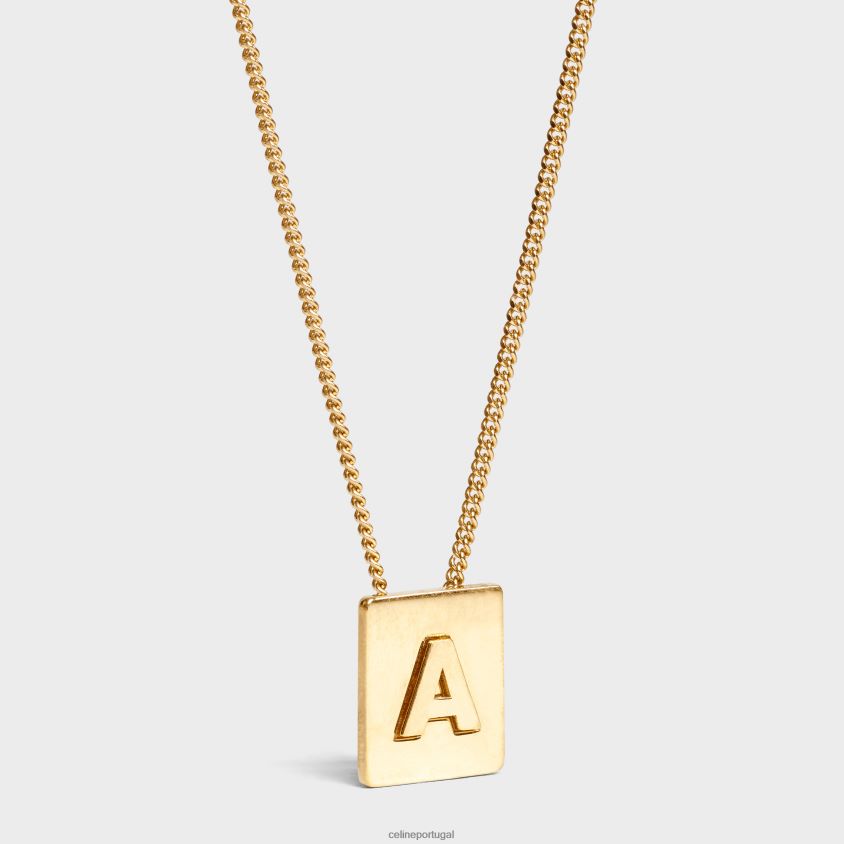 mulheres acessórios CELINE alfabeto um colar em latão com acabamento ouro T204R1324
