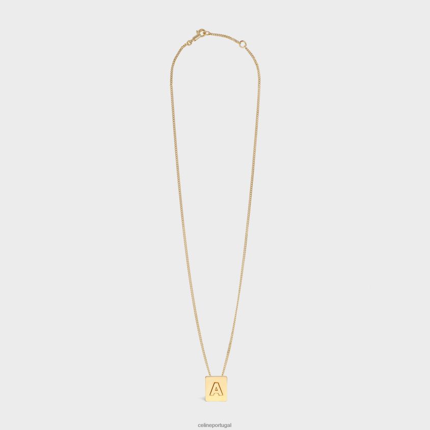mulheres acessórios CELINE alfabeto um colar em latão com acabamento ouro T204R1324