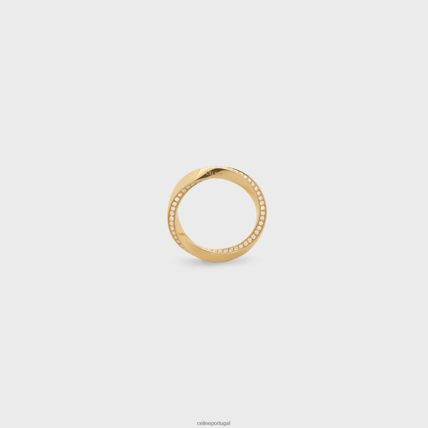 mulheres acessórios CELINE anel de torção em diamantes ouro amarelo e branco T204R1410