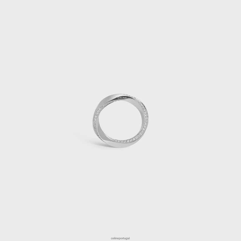 mulheres acessórios CELINE anel de torção em diamantes ouro branco e branco T204R1412