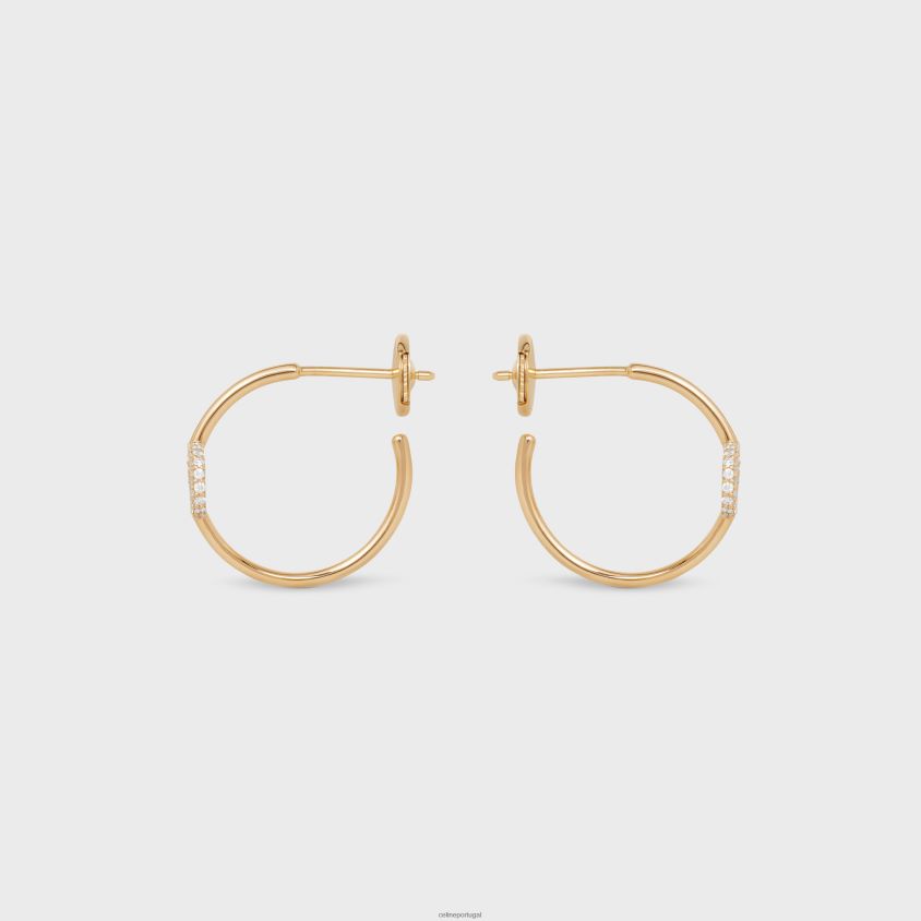 mulheres acessórios CELINE argolas maillon triomphe em diamantes ouro amarelo e branco T204R1380
