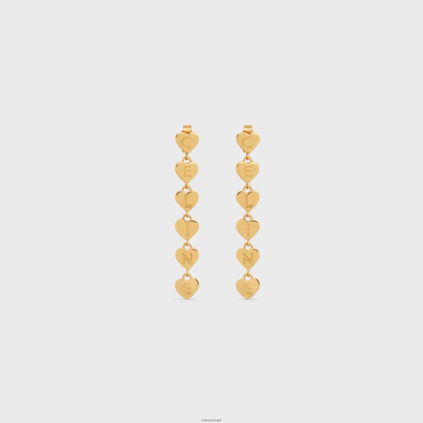 mulheres acessórios CELINE brincos coeur em latão com acabamento ouro T204R1264