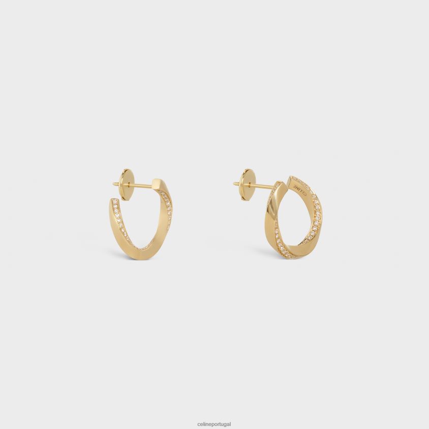 mulheres acessórios CELINE brincos de torção em diamantes ouro amarelo e branco T204R1408