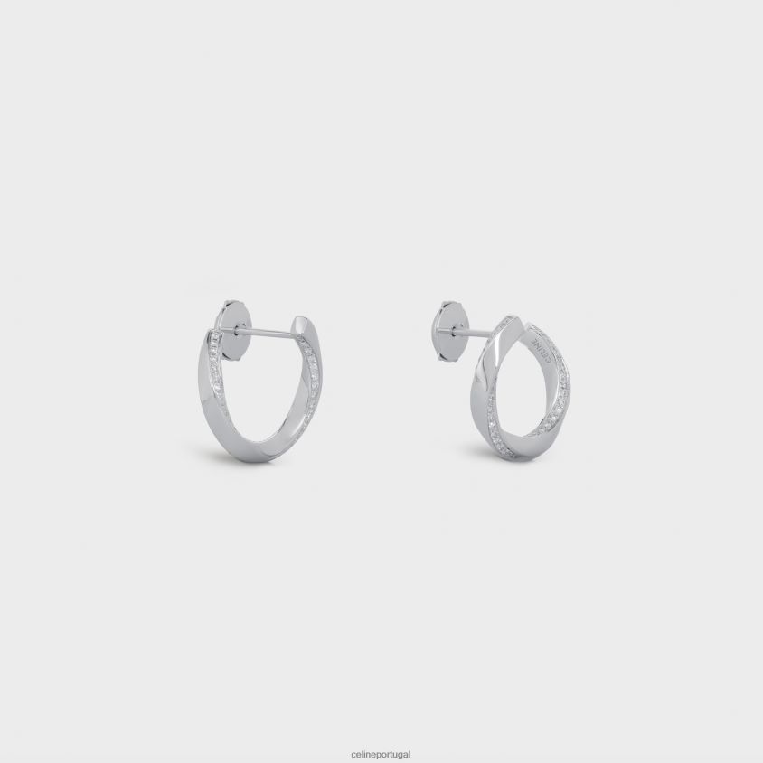 mulheres acessórios CELINE brincos de torção em diamantes ouro branco e branco T204R1409