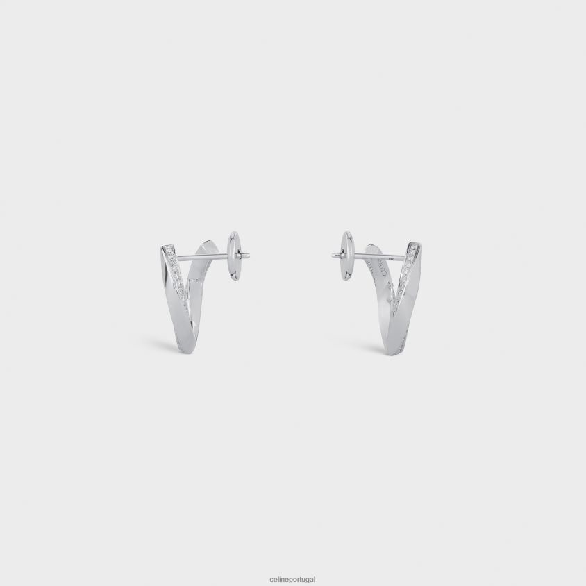 mulheres acessórios CELINE brincos de torção em diamantes ouro branco e branco T204R1409