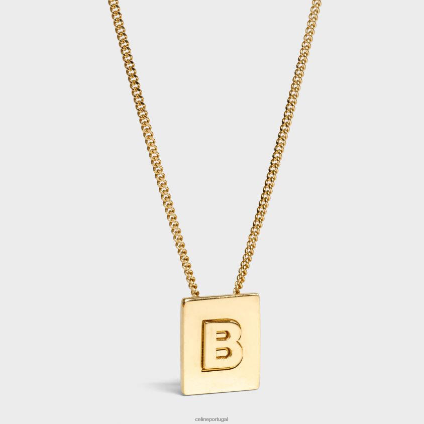 mulheres acessórios CELINE colar alfabeto b em latão com acabamento ouro T204R1325