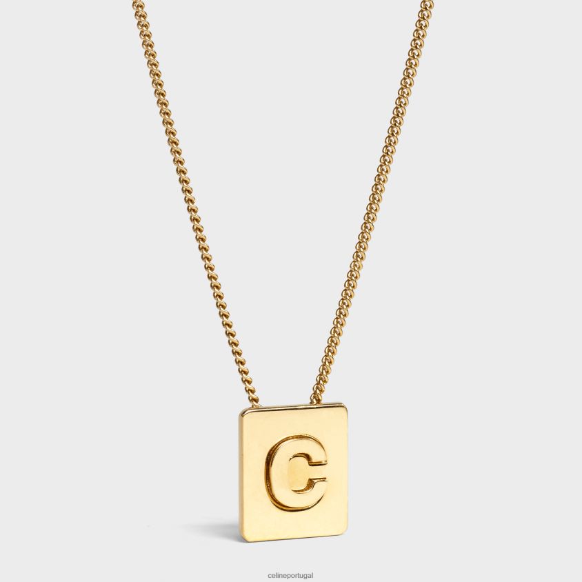 mulheres acessórios CELINE colar alfabeto c em latão com acabamento ouro T204R1326