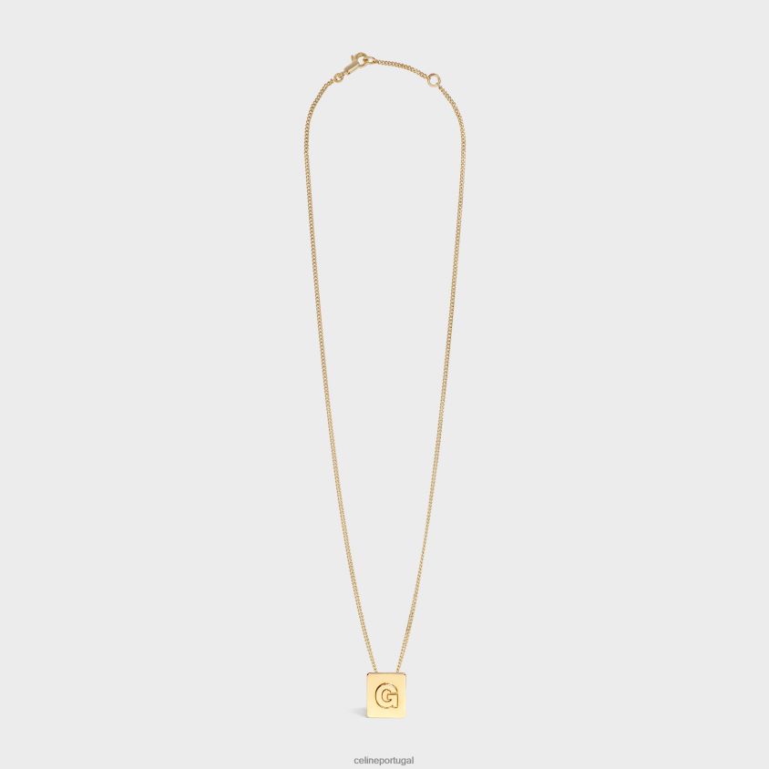 mulheres acessórios CELINE colar alfabeto g em latão com acabamento ouro T204R1330