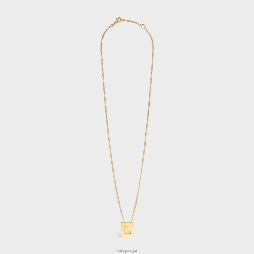 mulheres acessórios CELINE colar alfabeto l em latão com acabamento ouro T204R1335