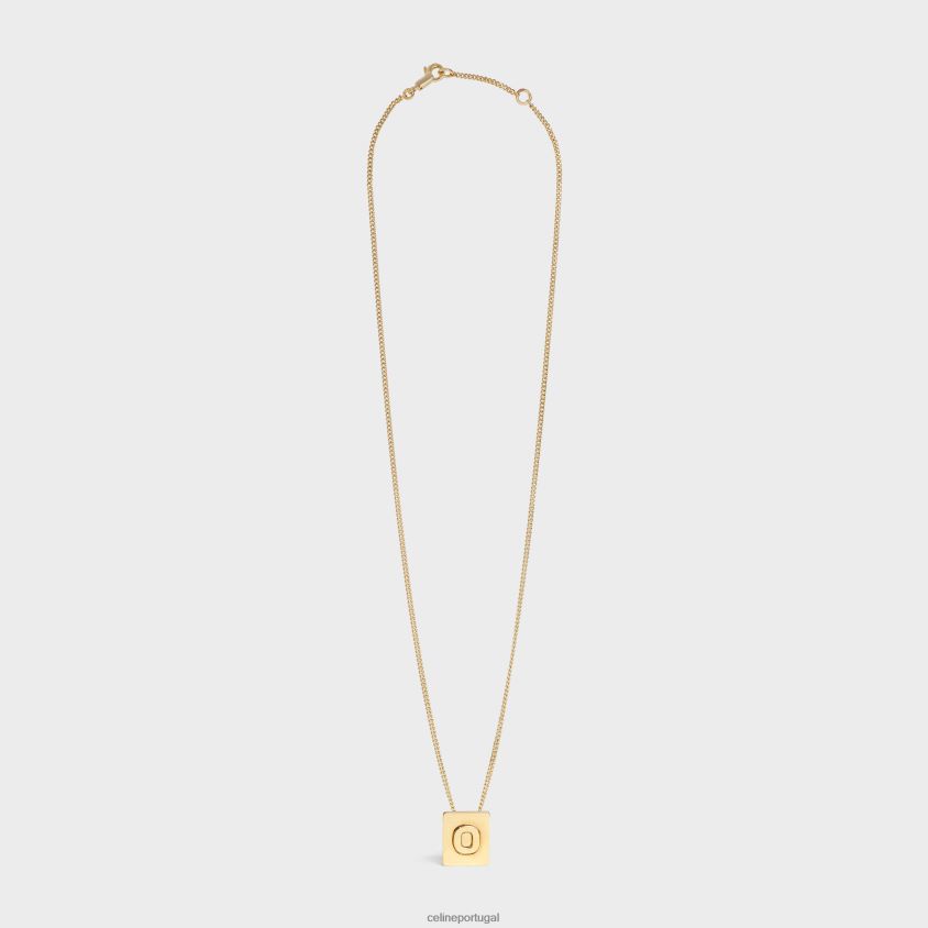 mulheres acessórios CELINE colar alfabeto o em latão com acabamento ouro T204R1338