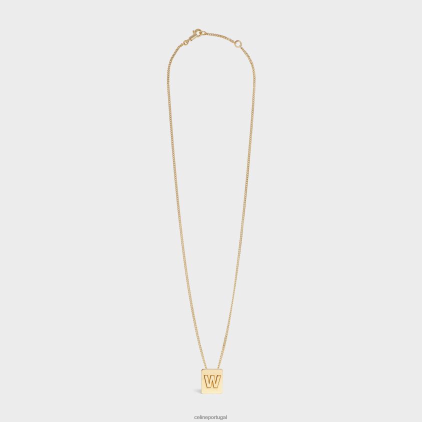 mulheres acessórios CELINE colar alfabeto w em latão com acabamento ouro T204R1346