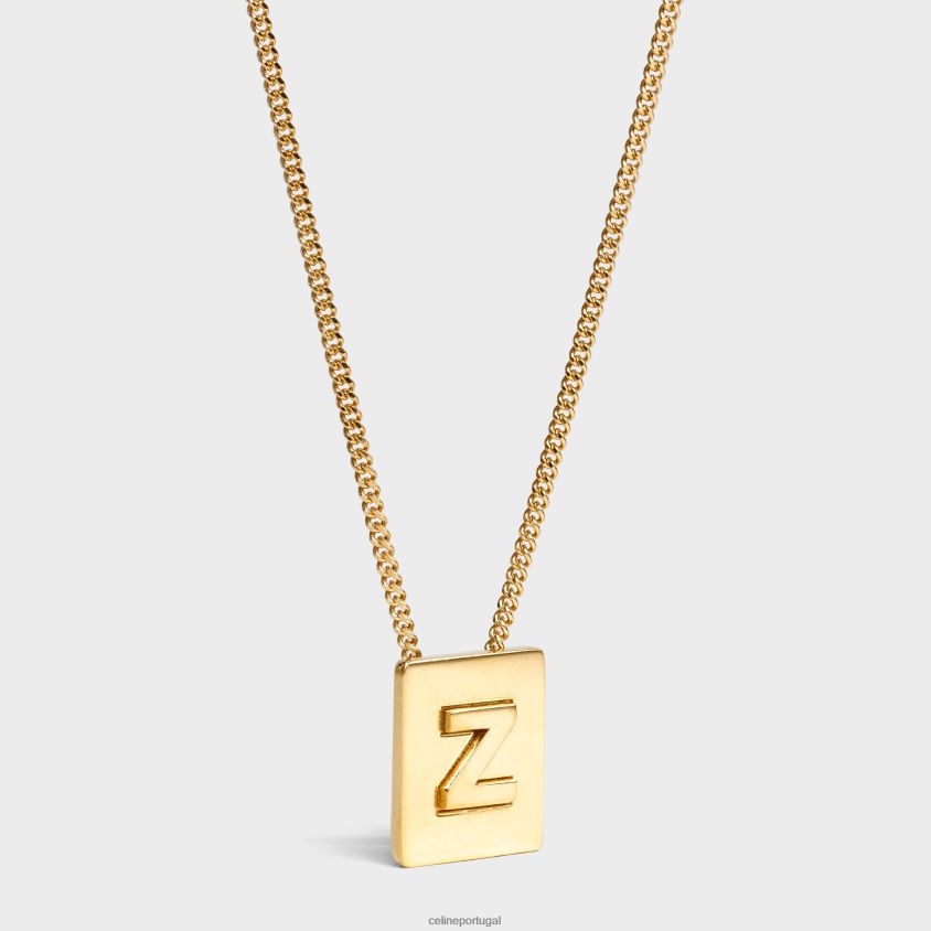 mulheres acessórios CELINE colar alfabeto z em latão com acabamento ouro T204R1349