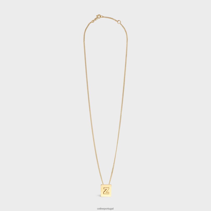 mulheres acessórios CELINE colar alfabeto z em latão com acabamento ouro T204R1349