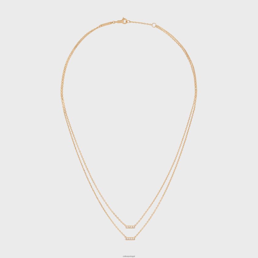 mulheres acessórios CELINE colar duplo linha em diamantes ouro amarelo e branco T204R1390