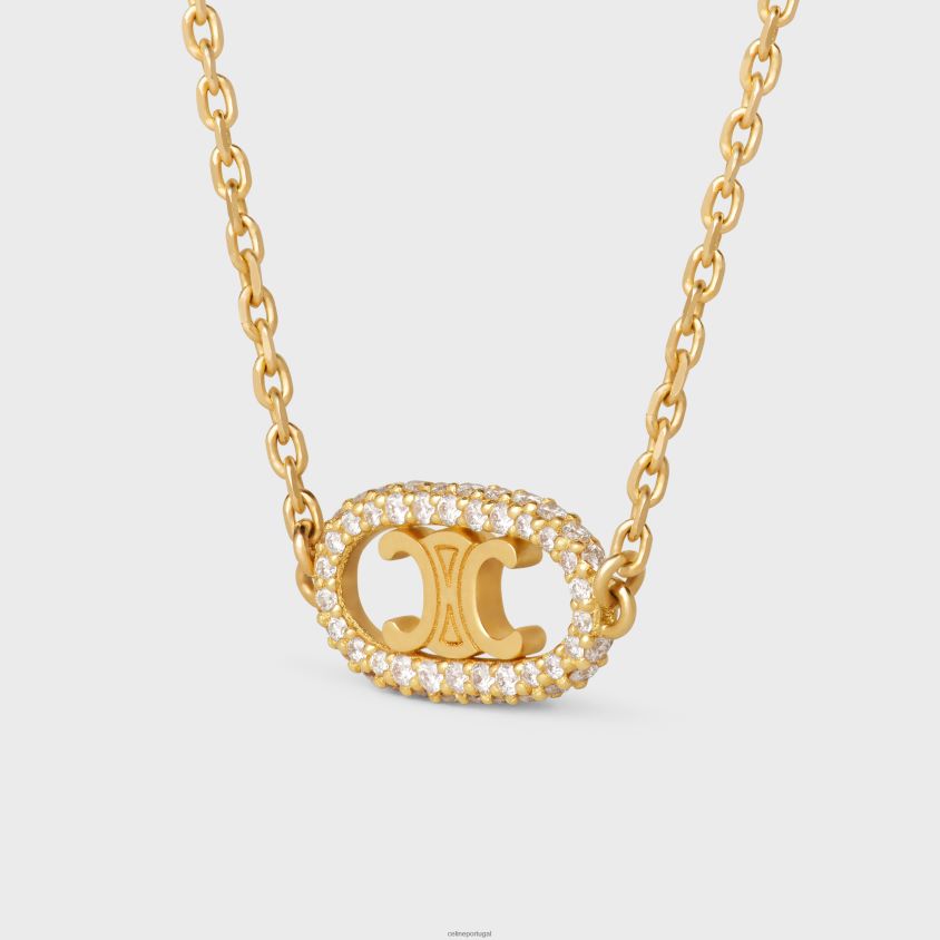 mulheres acessórios CELINE colar maillon triomphe em diamantes ouro amarelo e branco T204R1378