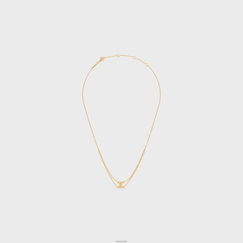 mulheres acessórios CELINE colar suspenso triomphe em latão com acabamento ouro T204R1305
