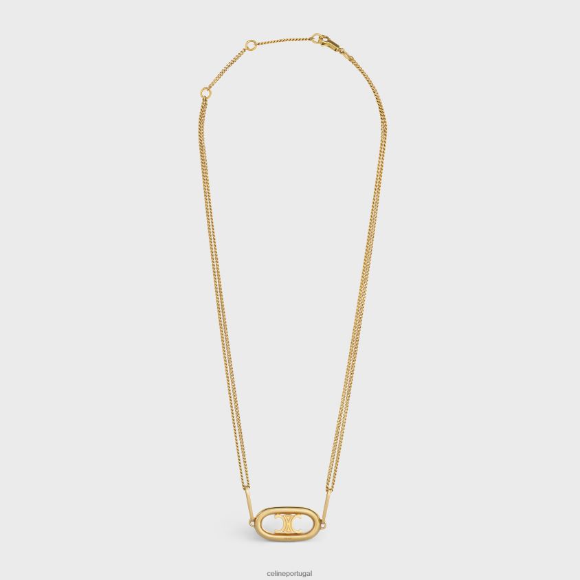 mulheres acessórios CELINE colar triomphe em latão ouro T204R1315