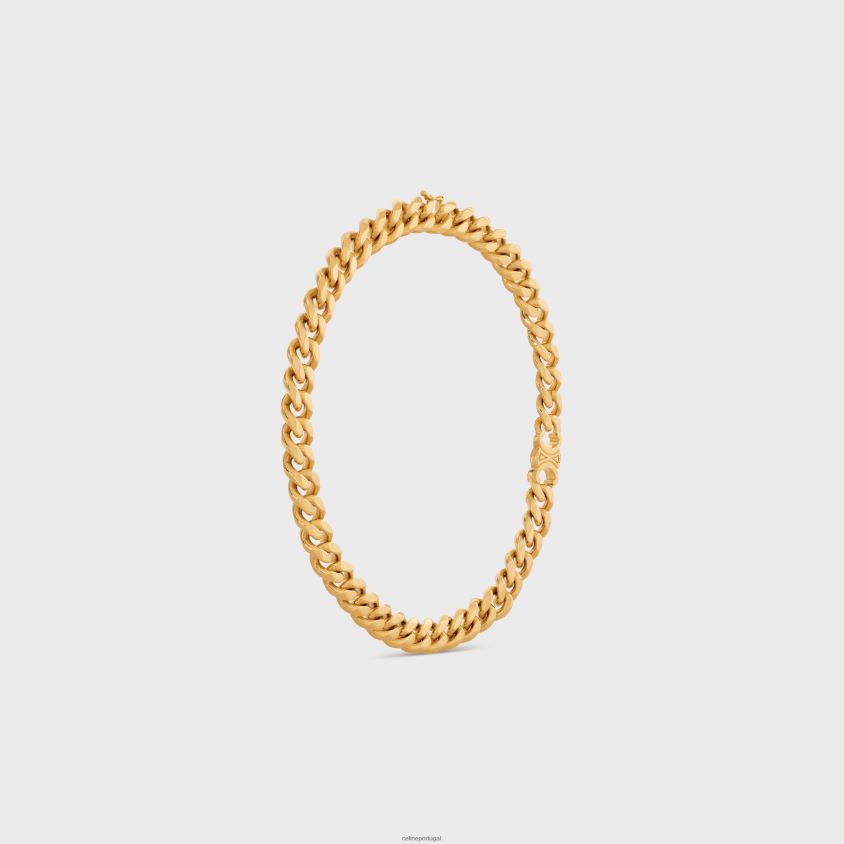 mulheres acessórios CELINE colar triomphe gourmette em latão com acabamento ouro T204R1310