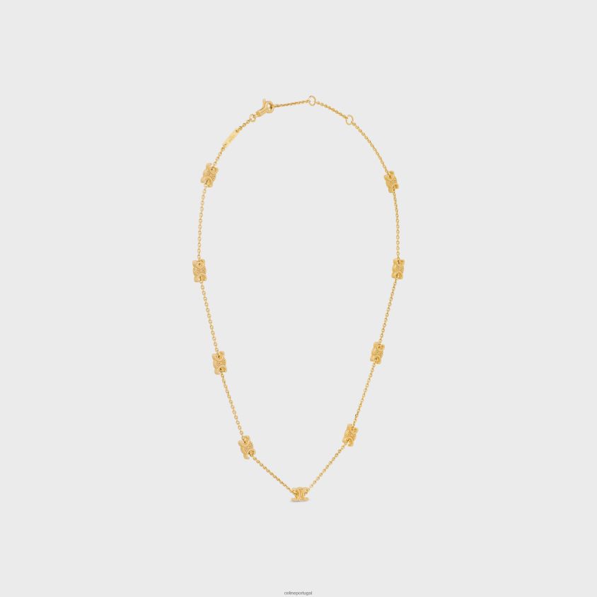 mulheres acessórios CELINE colar triomphe mini triomphe em latão com acabamento ouro T204R1296