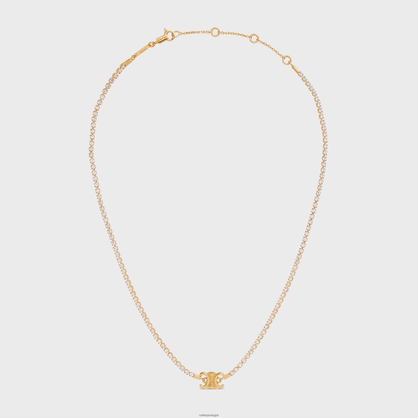 mulheres acessórios CELINE colar triomphe sparkle em latão com acabamento e strass ouro T204R1274