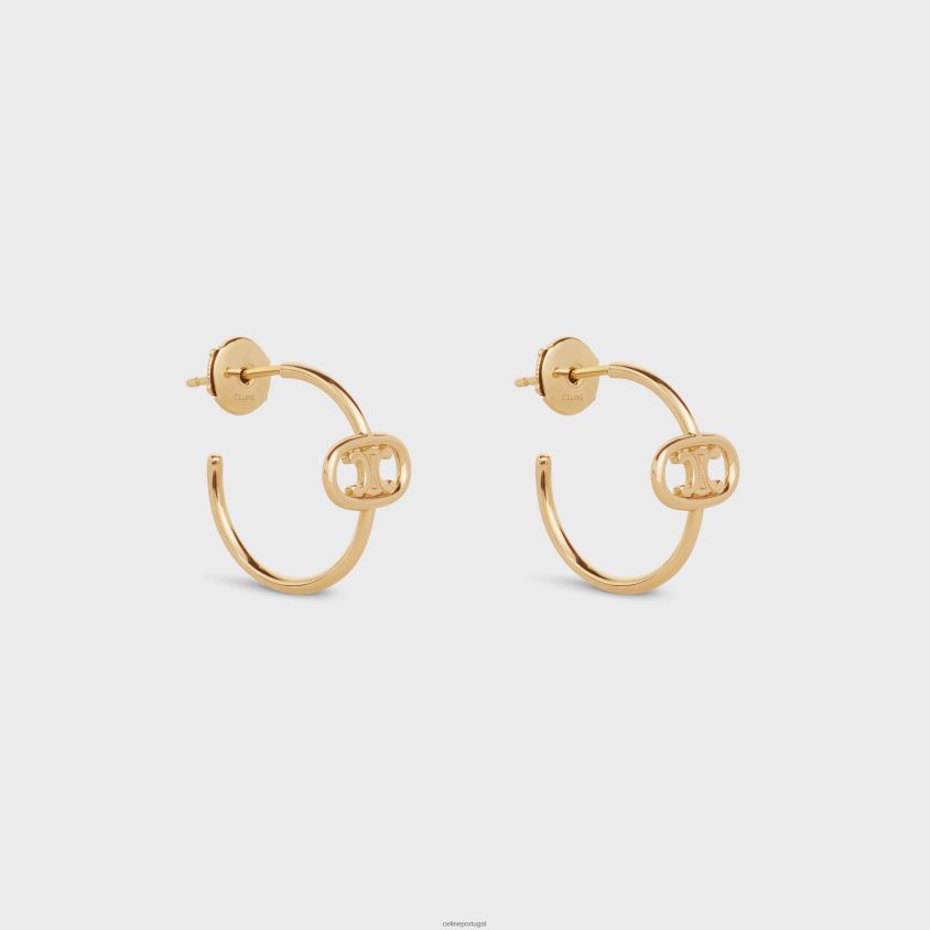 mulheres acessórios CELINE maillon triomphe com argolas ouro amarelo T204R1385