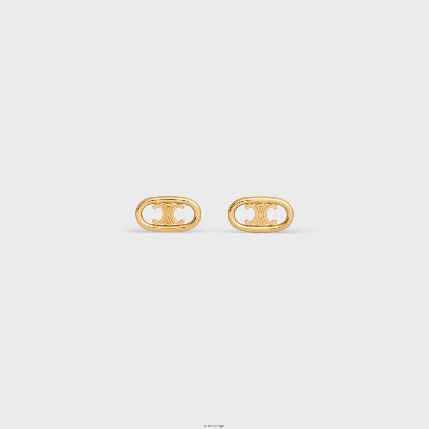 mulheres acessórios CELINE maillon triomphe com tachas ouro amarelo T204R1386