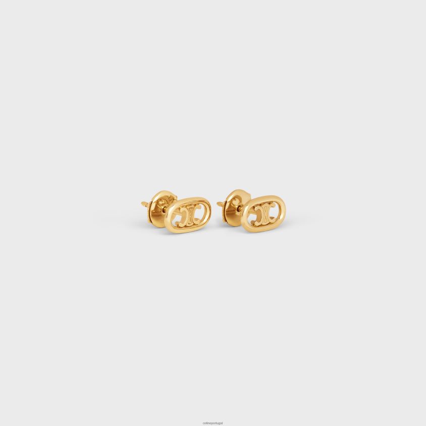 mulheres acessórios CELINE maillon triomphe com tachas ouro amarelo T204R1386