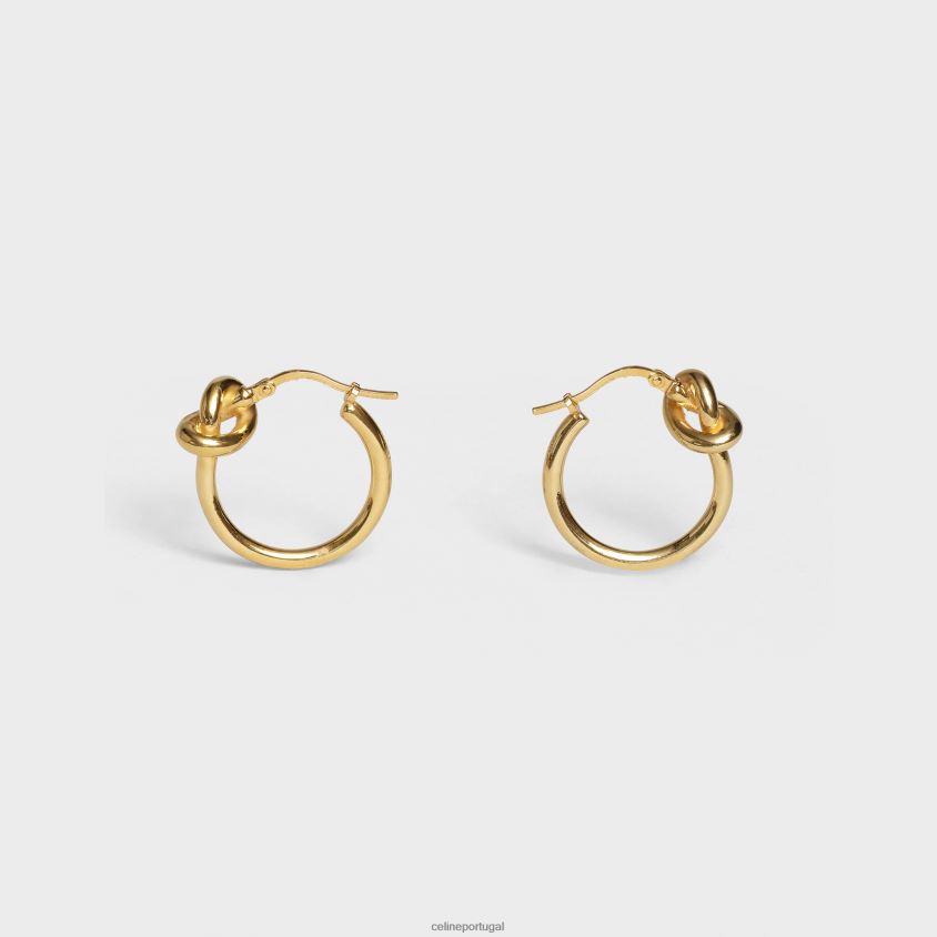 mulheres acessórios CELINE nó pequenos aros em latão com acabamento ouro T204R1351
