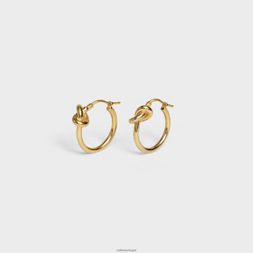 mulheres acessórios CELINE nó pequenos aros em latão com acabamento ouro T204R1351