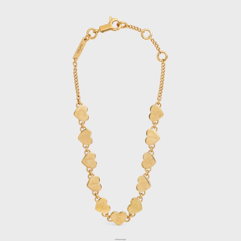 mulheres acessórios CELINE pulseira coeur em latão com acabamento ouro T204R1263