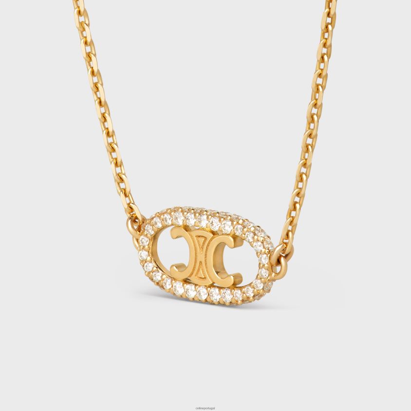 mulheres acessórios CELINE pulseira maillon triomphe em diamantes ouro amarelo e branco T204R1379