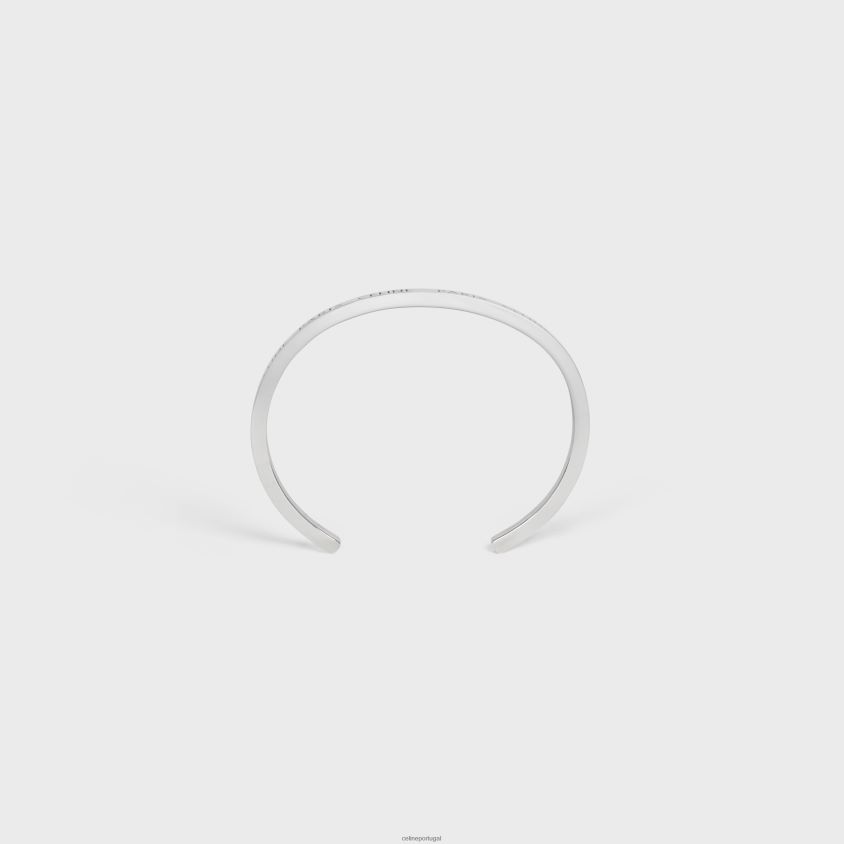 mulheres acessórios CELINE punho fino paris em latão com acabamento em ródio prata T204R1366