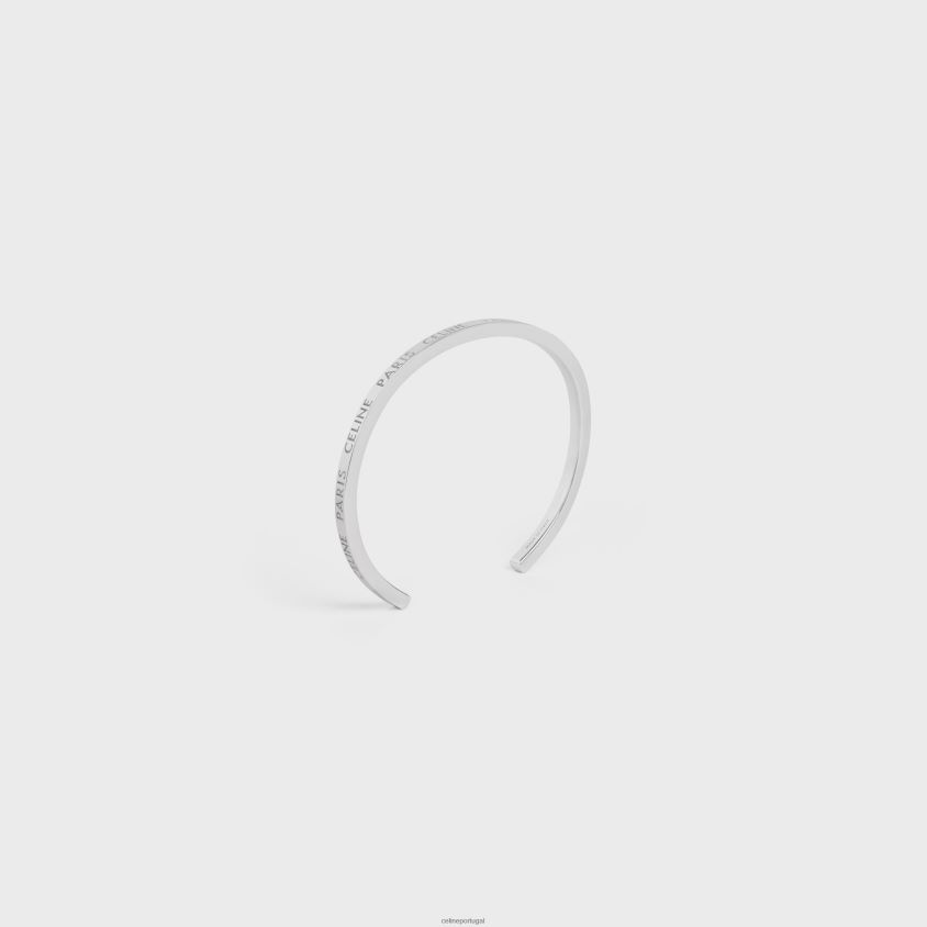 mulheres acessórios CELINE punho fino paris em latão com acabamento em ródio prata T204R1366