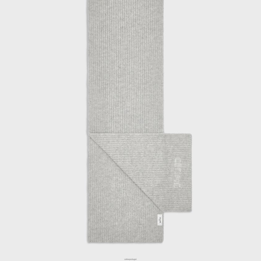 homens acessórios CELINE lenço em lã feltrada com nervuras cinza claro T204R2256