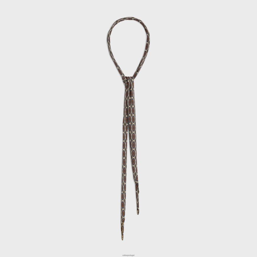 mulheres acessórios CELINE lenço fino biscotto seda charmeuse paille T204R1223