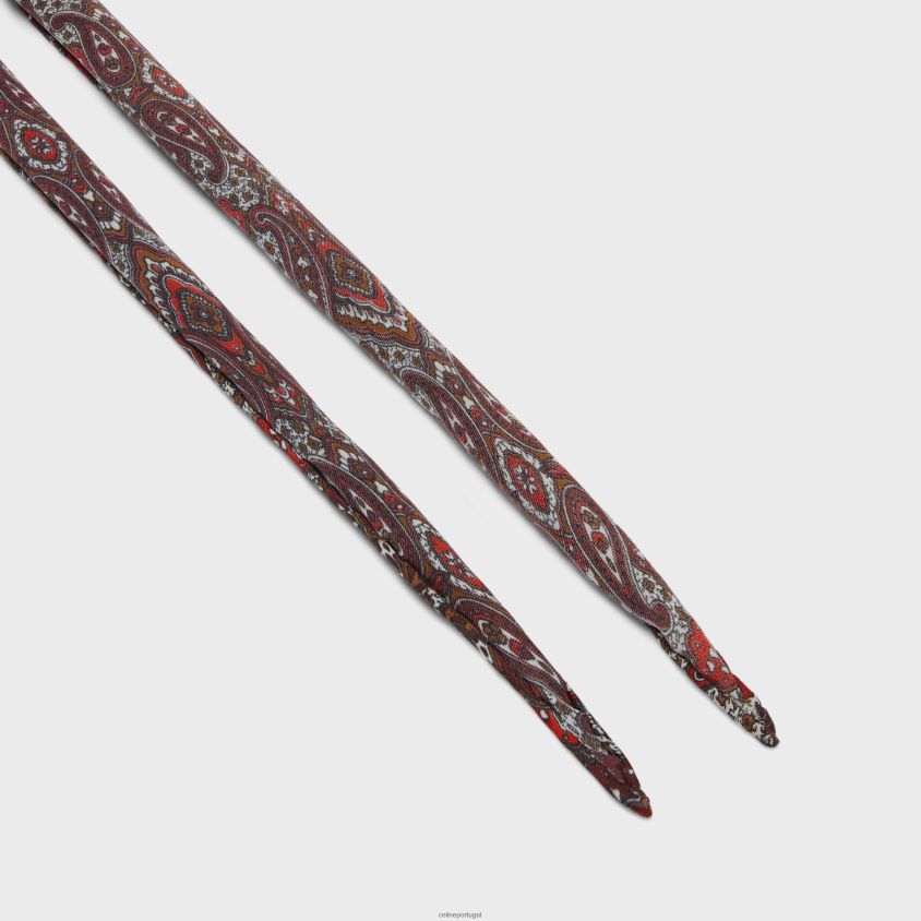 mulheres acessórios CELINE lenço fino caxemira seda charmeuse marrom/bordô T204R1222