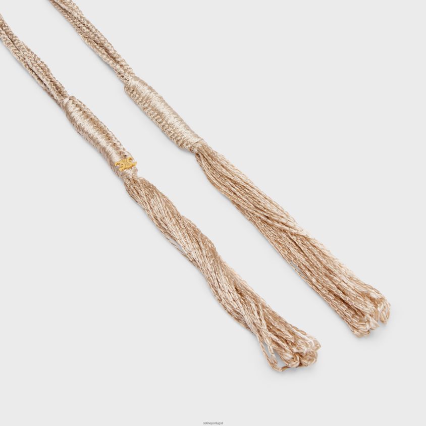 mulheres acessórios CELINE lenço fino em crochê de seda cinza claro T204R1219