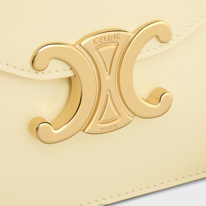 mulheres acessórios CELINE carteira com corrente margo em couro de bezerro brilhante luz solar T204R355