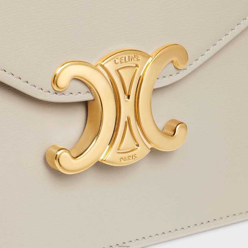 mulheres acessórios CELINE carteira com corrente margo em couro de bezerro brilhante pedra clara T204R318