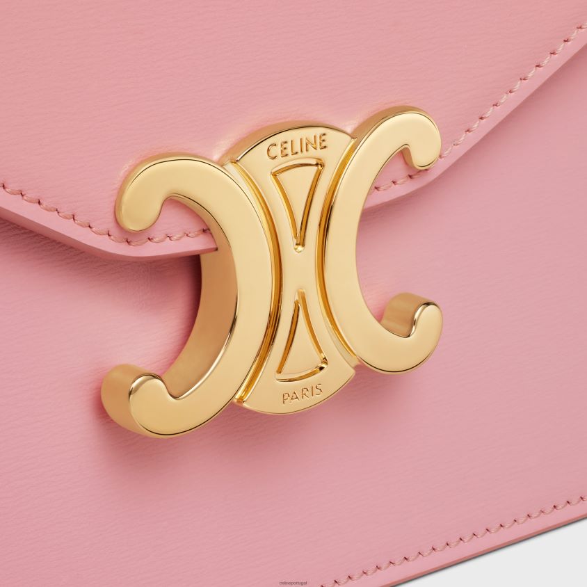 mulheres acessórios CELINE carteira com corrente margo em couro de bezerro brilhante rosa T204R317