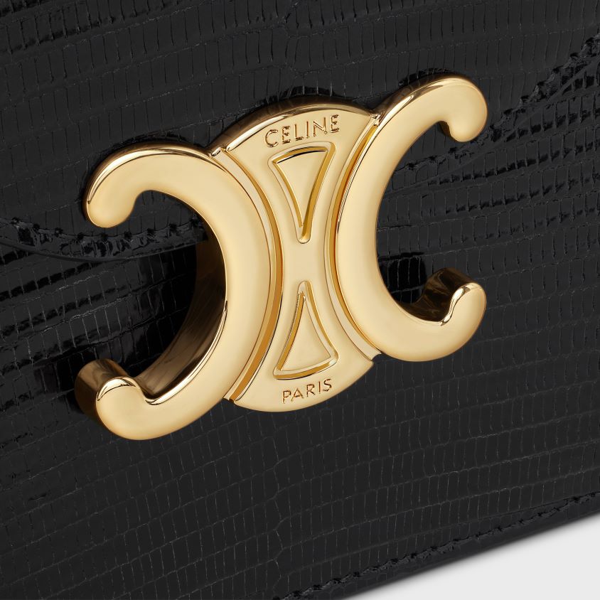 mulheres acessórios CELINE carteira com corrente margo em lagarto preto T204R359