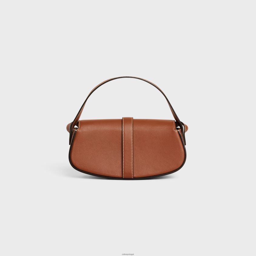 mulheres acessórios CELINE clutch com alça tabou em couro de bezerro liso bronzeado T204R397
