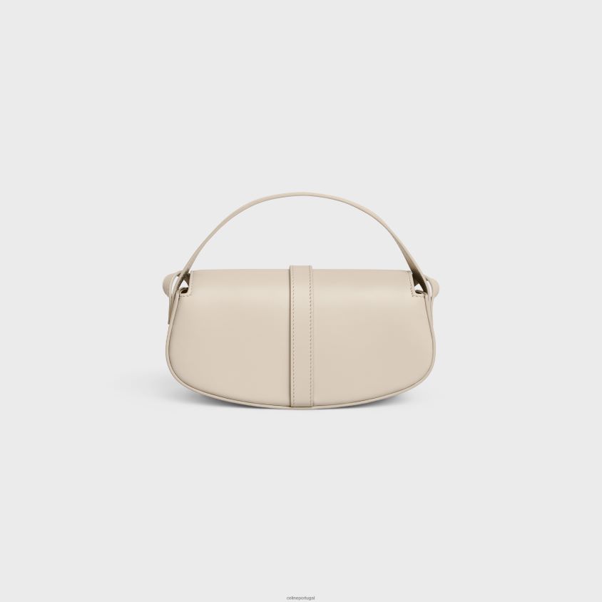 mulheres acessórios CELINE clutch com alça tabou em couro de bezerro liso pedra clara T204R344