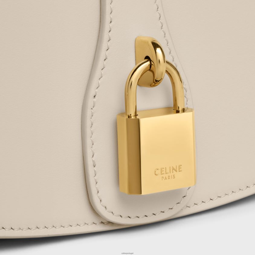 mulheres acessórios CELINE clutch com alça tabou em couro de bezerro liso pedra clara T204R344
