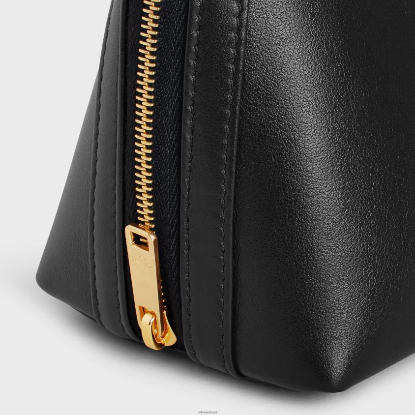 mulheres acessórios CELINE clutch com corrente cuir triomphe em couro de bezerro liso preto T204R335