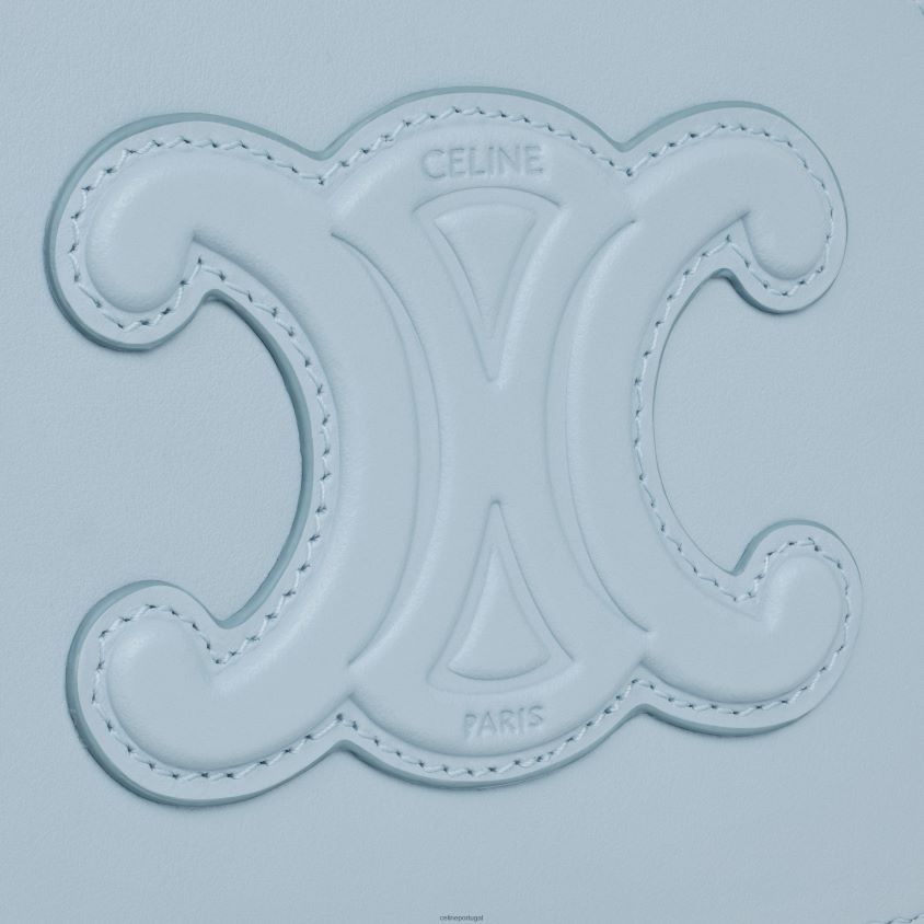 mulheres acessórios CELINE estojo meia lua em couro de bezerro liso azul pálido T204R343