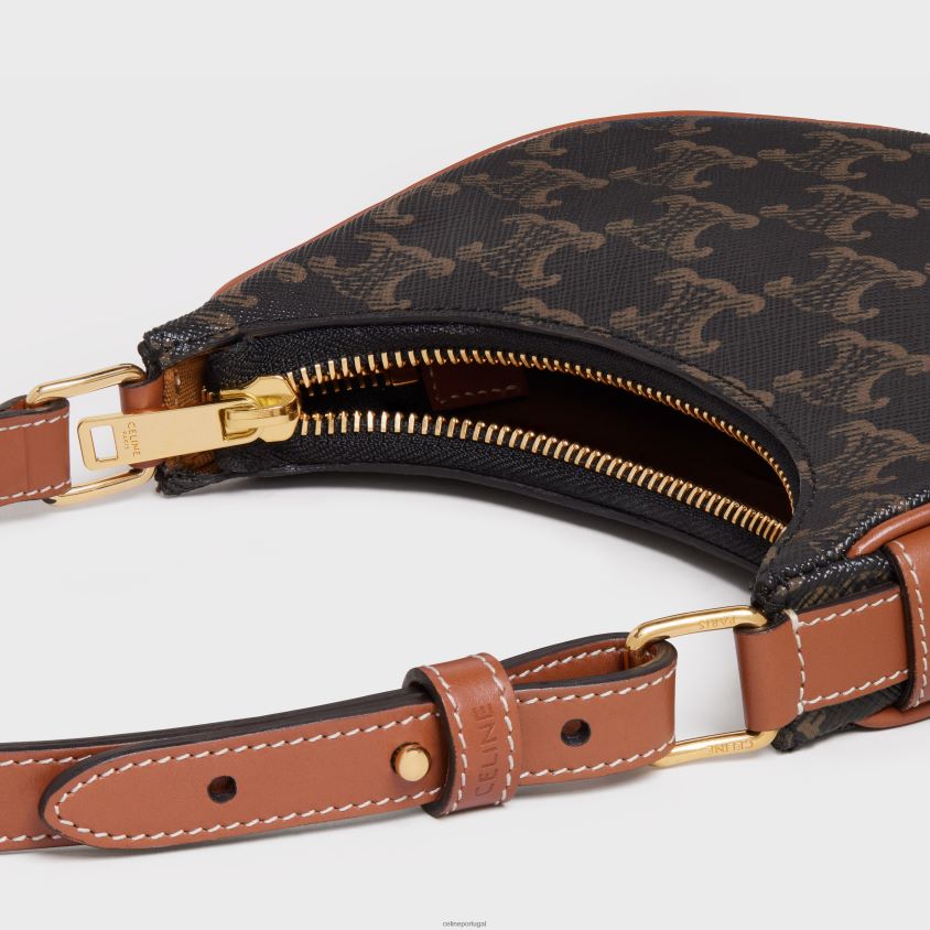 mulheres acessórios CELINE mini ava em lona triomphe e couro de bezerro bronzeado T204R387