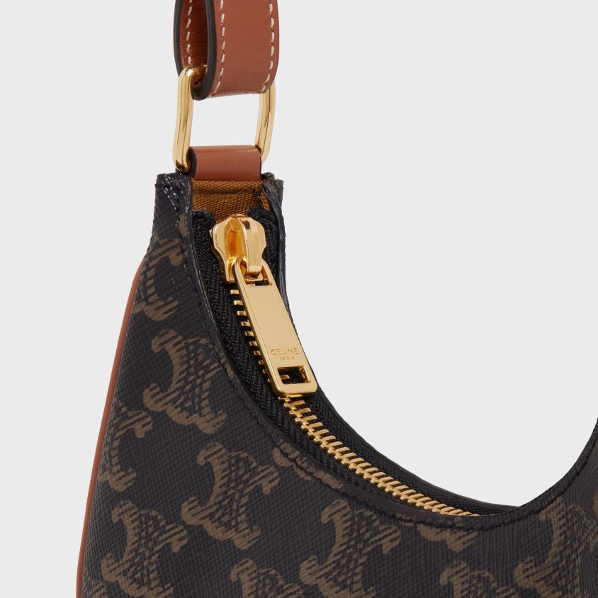 mulheres acessórios CELINE mini ava em lona triomphe e couro de bezerro bronzeado T204R387