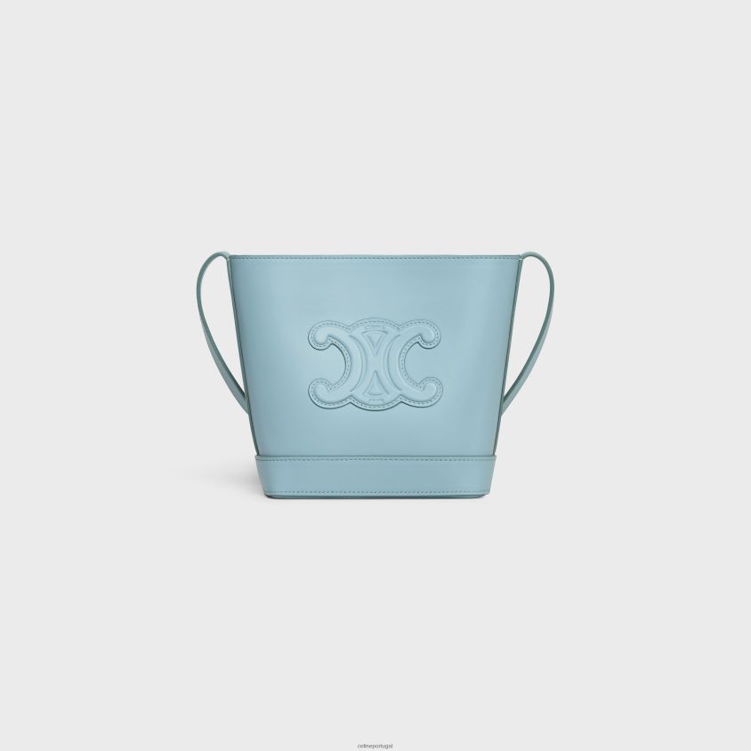 mulheres acessórios CELINE mini balde cuir triomphe em couro de bezerro liso azul califórnia T204R380