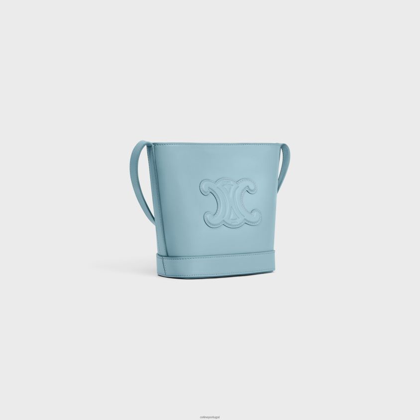 mulheres acessórios CELINE mini balde cuir triomphe em couro de bezerro liso azul califórnia T204R380